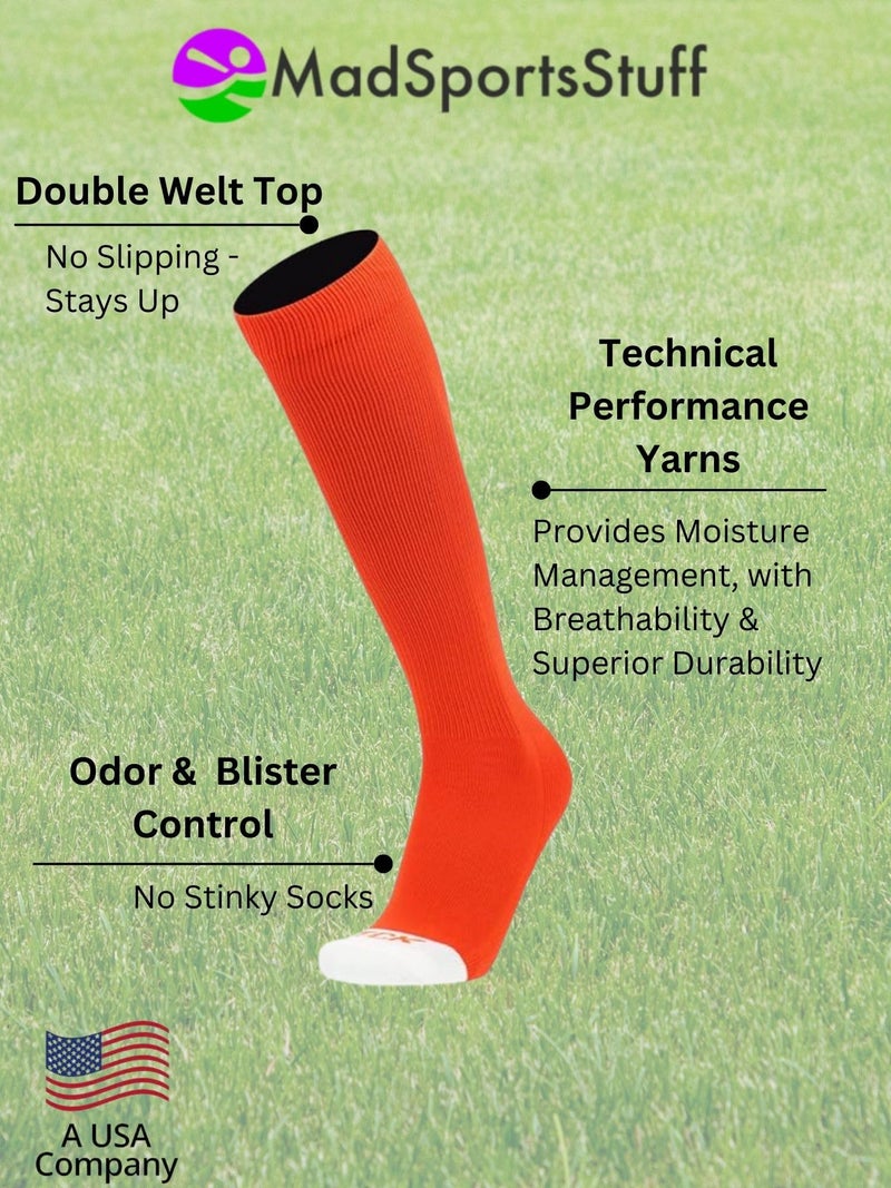 MadSportsStuff Pro Line Over the Calf Baseball Socks (Orange, Medium) - Image 3